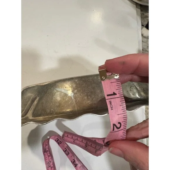 Nasco Italian Pewter Oval Scalloped Edge Trinket Dish Floral Embossed Vintage - Picture 7 of 7